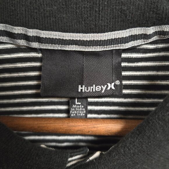Hurley Horizontal Stripe Black and White Polo (22" ptp) - Picture 4 of 5